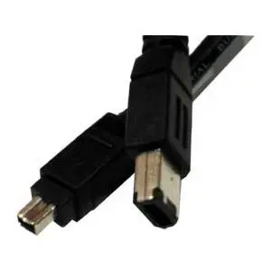 10-Foot Firewire Cable – 6-Pin Male To 4-Pin Male – Black Braided Design 1