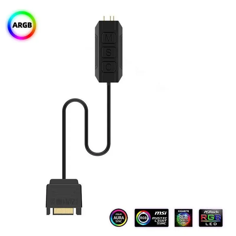 12V Addressable Rgb Controller – 3-Button Sata-Powered Argb Hub 1