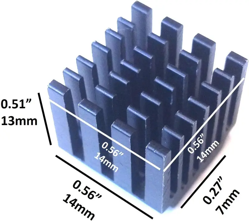 14Mm Black Heatsink With Pre-Applied 3M 8810 Thermally Conductive Adhesive Tape (14×14×13Mm) 1