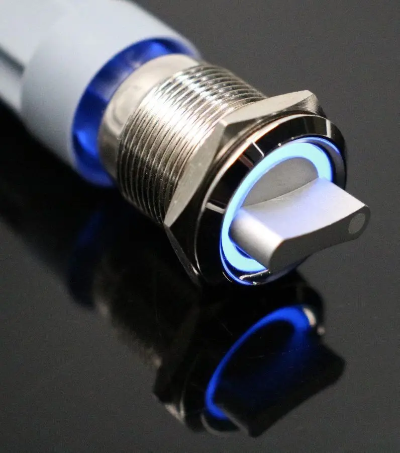 19 Mm Illuminated Stainless Steel Toggle Switch – 2-Position, Blue Ring 1