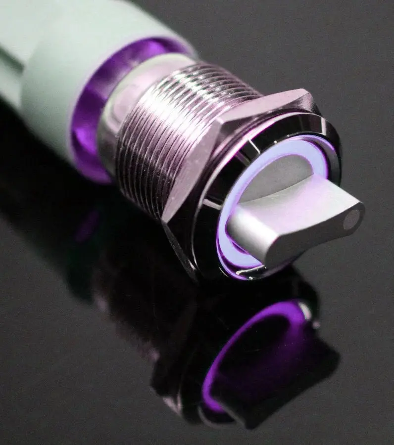 19 Mm Illuminated Stainless Steel Toggle Switch – 3-Position, Purple Ring 1