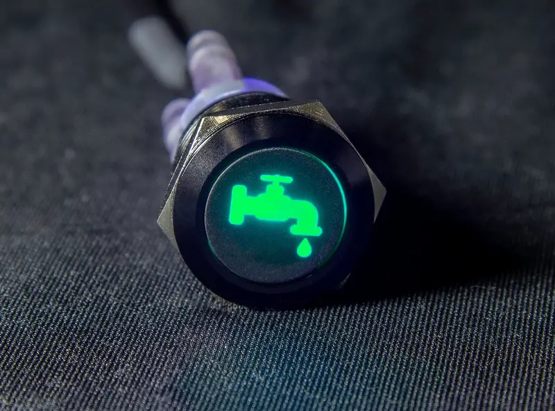 19Mm Green Led Latching Push Button Switch – 12V Pump Logo 1