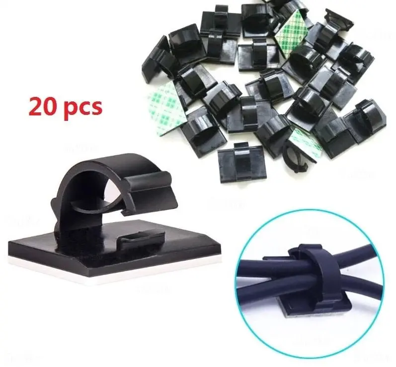 20-Pack Self-Adhesive Car & Desk Cable Organizers – Adjustable Winder Clips 1