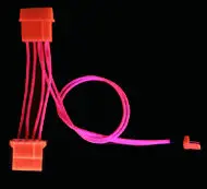3-Pin To 4-Pin Fan Power Adapter Cable (12"), Uv-Red Sleeve 1