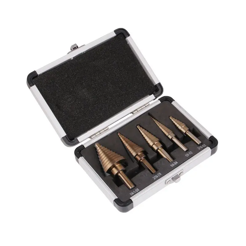 6-Piece Hss Titanium-Coated Step Drill Bit Set – Metric Sizes (3–8Mm) With Multiple Saw Profiles 1