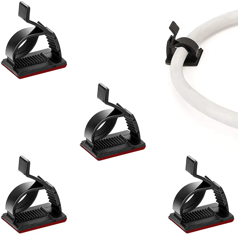 Adjustable Adhesive Cable Clamp – 3/4-Inch Width, Black (5-Pack) 1