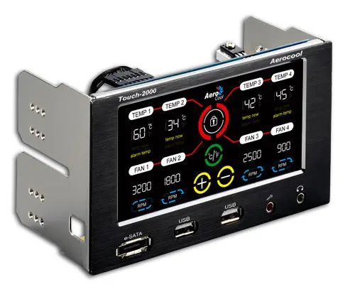 Aerocool Touch-2000 Black Touchscreen Fan & Rgb Controller With Multi-Channel Support 1