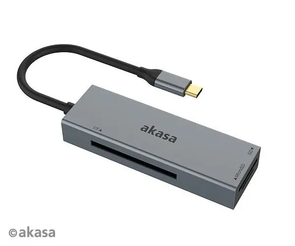 Akasa Usb 3.2 Gen 2 Type-C 3-In-1 Card Reader Hub 1