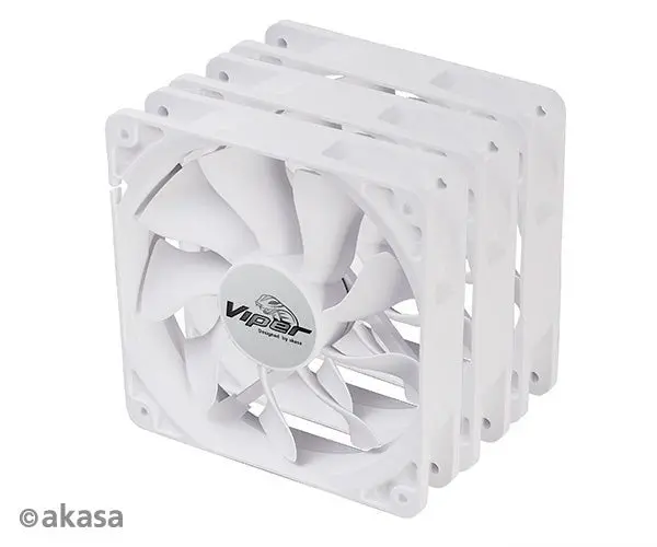 Akasa Viper White S-Flow 12Cm Blade Fan Bundle – 3 Units, High-Airflow Design 1