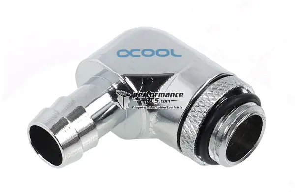 Alphacool 10Mm (3/8") 90° Rotatable Barbed Fitting With O-Ring, G1/4 Thread, Chrome Plated 1