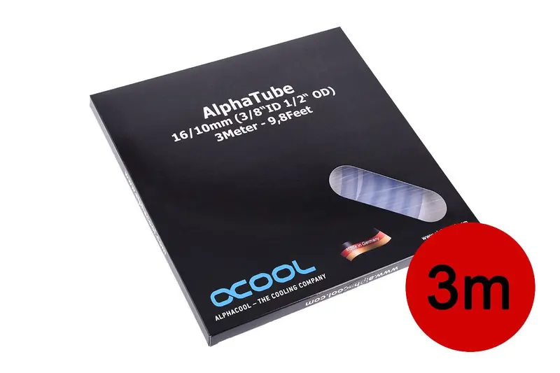 Alphacool Alphatube Hf 16/10 (3/8" Id) Clear Flexible Tubing – 3M Retail Box 1