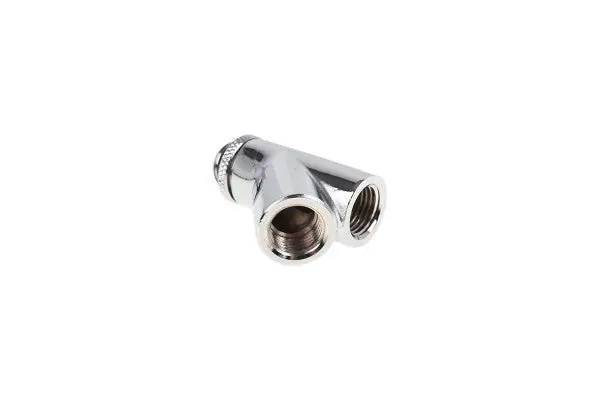 Alphacool Eiszapfen 45° Rotatable Y-Connector – G1/4" Outer To Dual G1/4" Inner Thread (Chrome Finish) 1