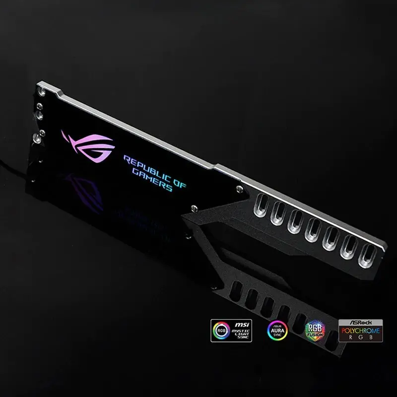 Aluminum A-Rgb Graphics Card Brace With Aura Sync And Symphony Lighting – Rog Edition 1