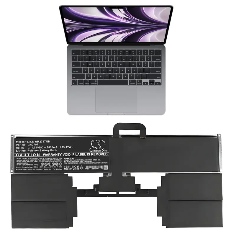Apple Macbook Air 15.3" (M2) Battery – 11.54V Li-Polymer, 5500Mah, 63.47Wh (A2797, A2941) 1
