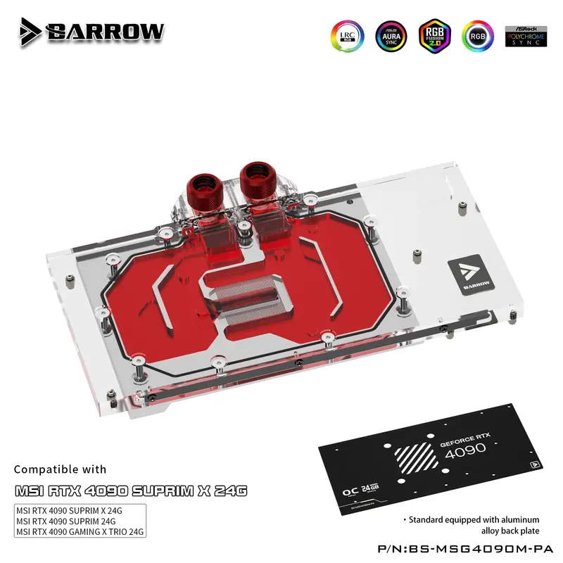 Barrow Custom Backplate Water Block For Msi Geforce Rtx 4090 Trio 1