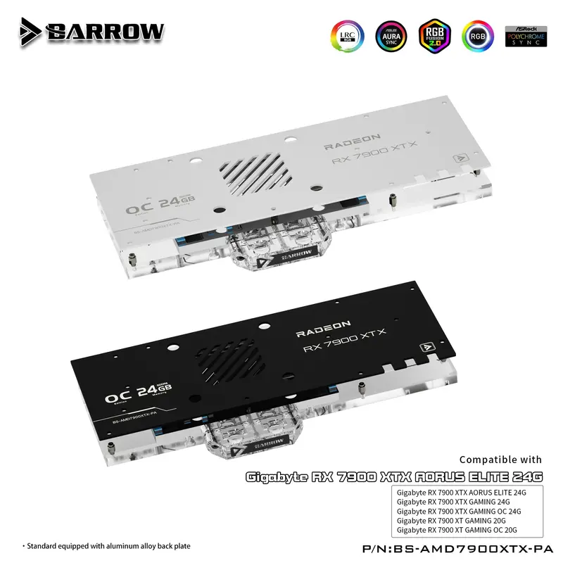 Barrow Full-Coverage Gpu Water Block For Gigabyte Rx 7900 Xtx Aorus Elite Gaming – White 1