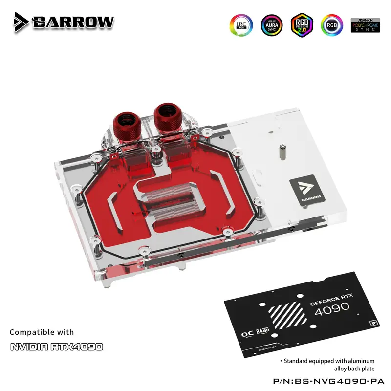 Barrow Lrc2.0 Full-Coverage Gpu Water Block For Asus Rog Strix Rtx 4090 Aurora – Black 1