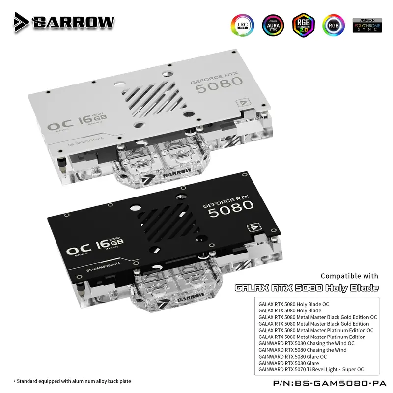 Barrow Lrc2.0 Full-Coverage Gpu Water Block For Galax Rtx 5080 Blade Aurora – White 1
