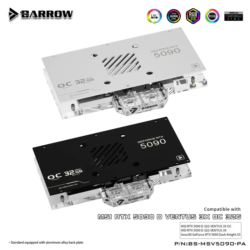 Barrow Lrc2.0 Full-Coverage Gpu Water Block For Msi Rtx 5090 Ventus Aurora – Black 1