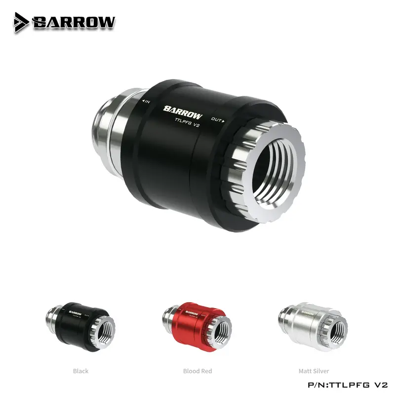 Barrow Ttlpfg V2 Flat Push-Type Male-To-Female Check Valve – Silver Body With Black Push Ring 1