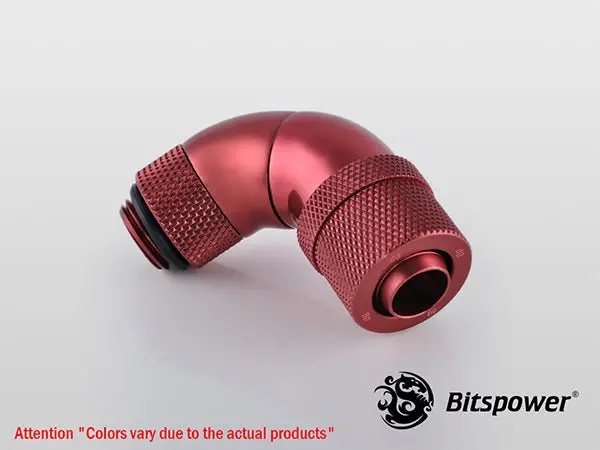 Bitspower Cc2 Ultimate Triple-Rotary 90° Fitting – Deep Blood Red (3/8" Id × 1/2" Od) 1