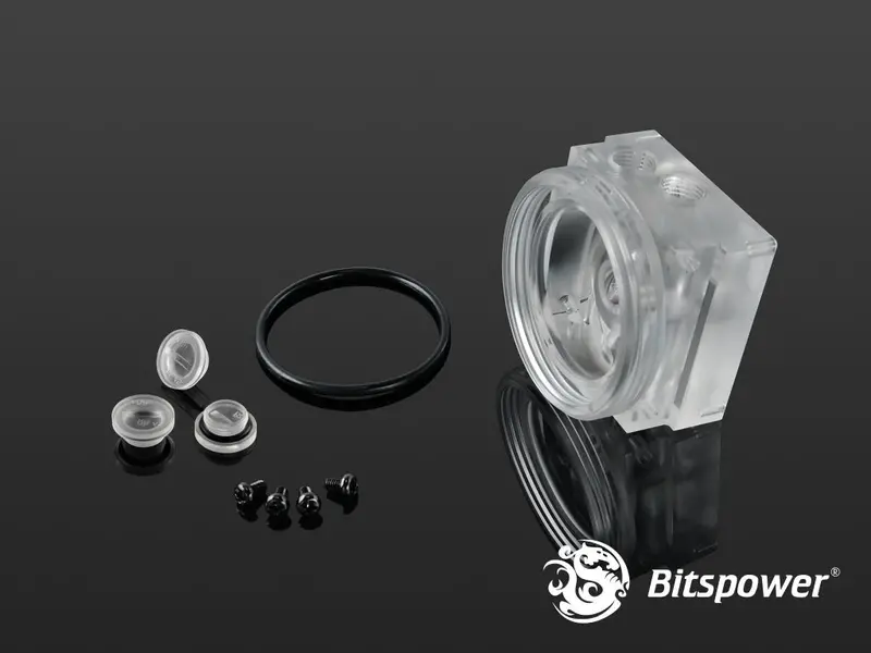 Bitspower D5 Pump Top Mod – Clear "S" Design In Matte Black 1