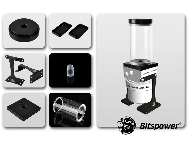 Bitspower Dual Or Single D5 Pump Top Upgrade Kit – Model 100 With Black Pom Cap 1