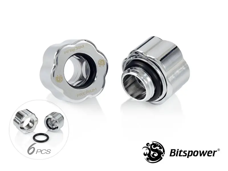 Bitspower Mht12 Hard Tube Compression Fittings (6-Pack) – Sleek Silver 1