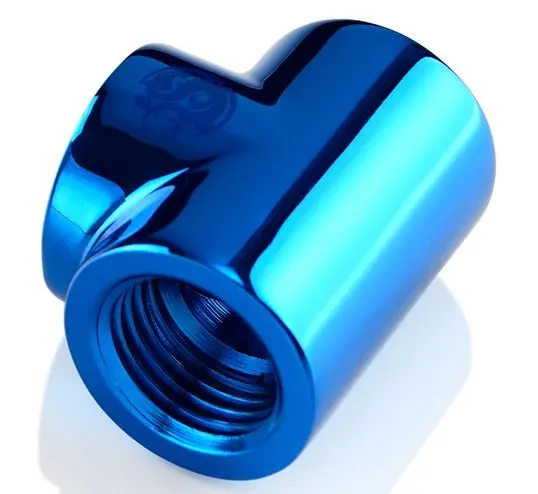 Bitspower Royal Blue Triple-Port T-Block – G1/4" Threaded 1