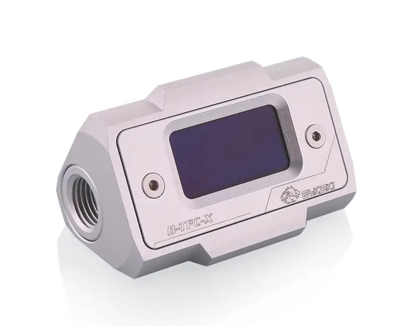 Bykski Aluminum In-Line Flow Meter With Oled Display – Silver (Model B-Tfc-X) 1