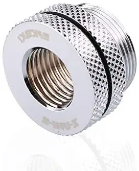 Bykski Fillport / Pass-Through Fitting – Polished Silver Anodized Aluminum 1