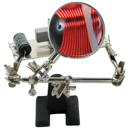 Dual-Arm Helping Hands Tool With Built-In 2X Magnifier And Alligator Clips 1