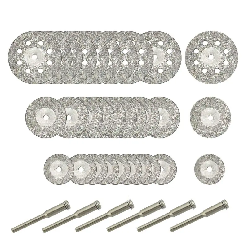 Hamineler Diamond-Coated Rotary Cutting Wheels – 30-Piece Kit + 6 Mandrels 1