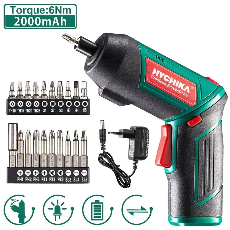 Hychika 3.6V Cordless Rechargeable Screwdriver – 2.0Ah Battery With Twistable Handle 1