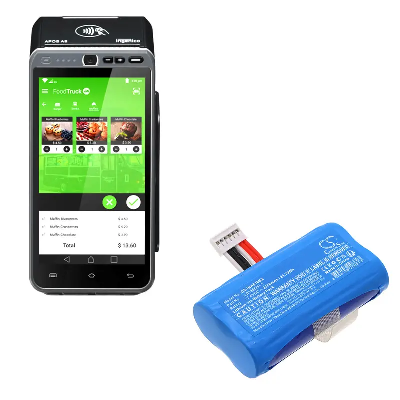 Ingenico & Landi Payment Terminal Battery – 7.4V Li-Ion, 3350Mah, 24.79Wh (Ld18650F-1, A8 Pro, A8 Pro-92D3) 1