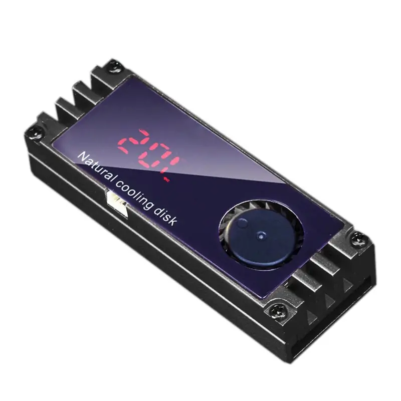 M.2 Ssd Heatsink With Digital Temperature Display & Integrated Fan – Matte Black 1