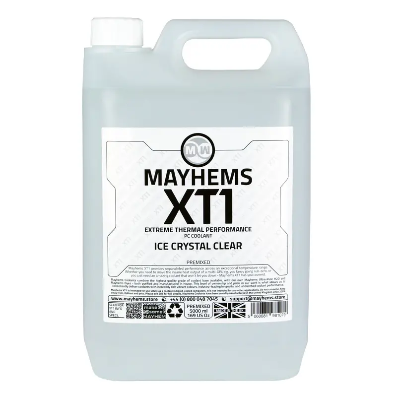 Mayhems Xt1 Clear Coolant – Ice Crystal Transparent, Non-Fluorescent, 5L 1