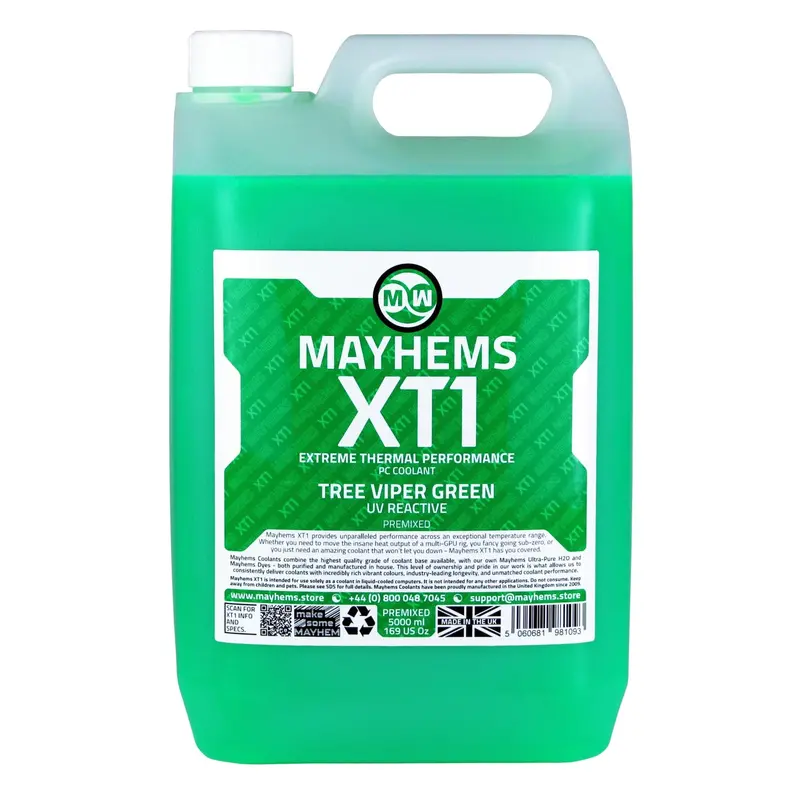 Mayhems Xt1 Premix Coolant – Tree Viper Green, Uv-Fluorescent, 5L 1