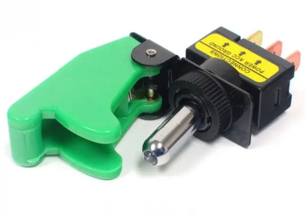 Military-Style Toggle Switch – Solid Green Acrylic Cover 1