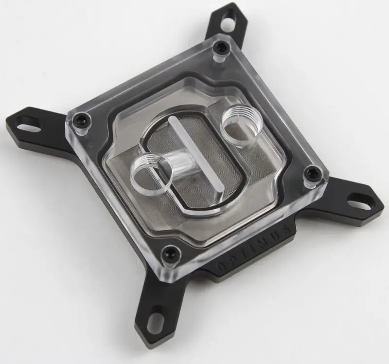 Optimus Foundation Cpu Block – Intel-Compatible, Copper Cold Plate, Black Ceramic Bracket, Acrylic Cover 1