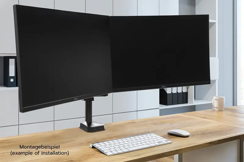 Phobya Dual Gas-Spring Monitor Arm – Adjustable 17"–34" Support With Dual Usb 3.0 Hubs 1