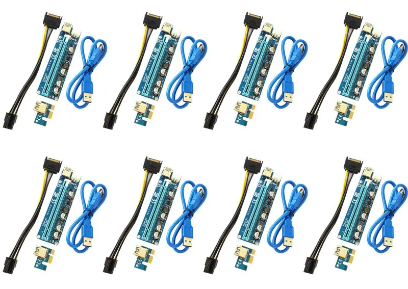 Ppcs 1X To 16X Pcie Riser Card Set – 6-Pin Powered, 8-Pack For Mining & Expansion 1