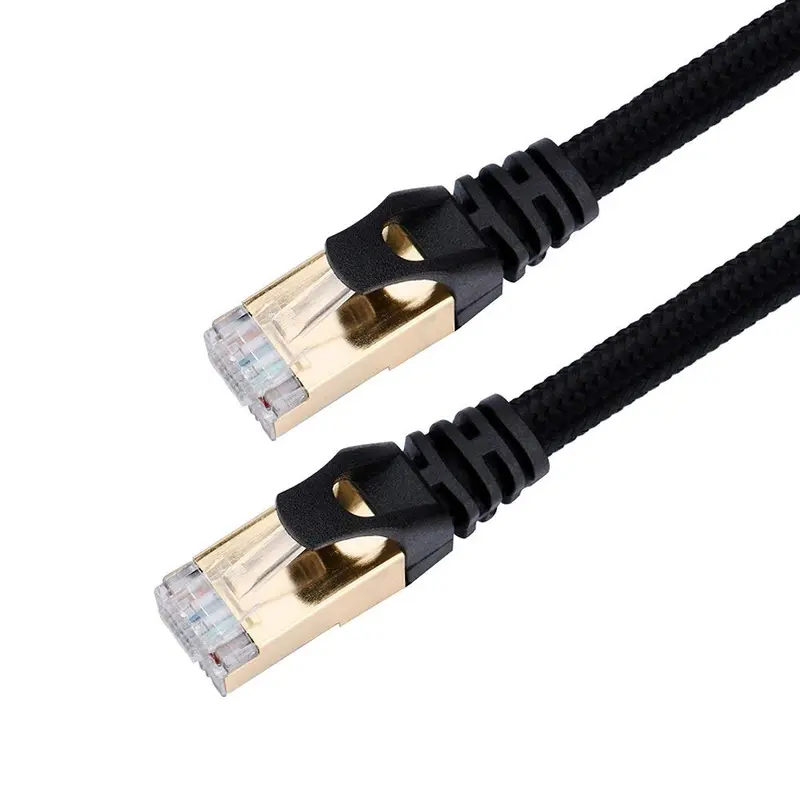 Ppcs Cat 7 Stp Lan Cable – Nylon-Braided, Gold-Plated Rj45, 3M Black 1