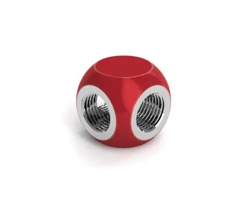Primochill Candy Red G1/4" Sx 3-Way Female T-Adapter 1