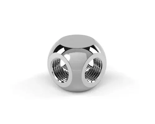 Primochill Silver Nickel 4-Way G 1/4" Quad Sx Female Adapter Block 1