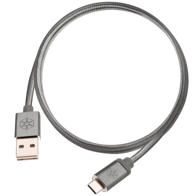 Silverstone Reversible Usb-A To Usb-C Cable – 0.5M, Charcoal 1