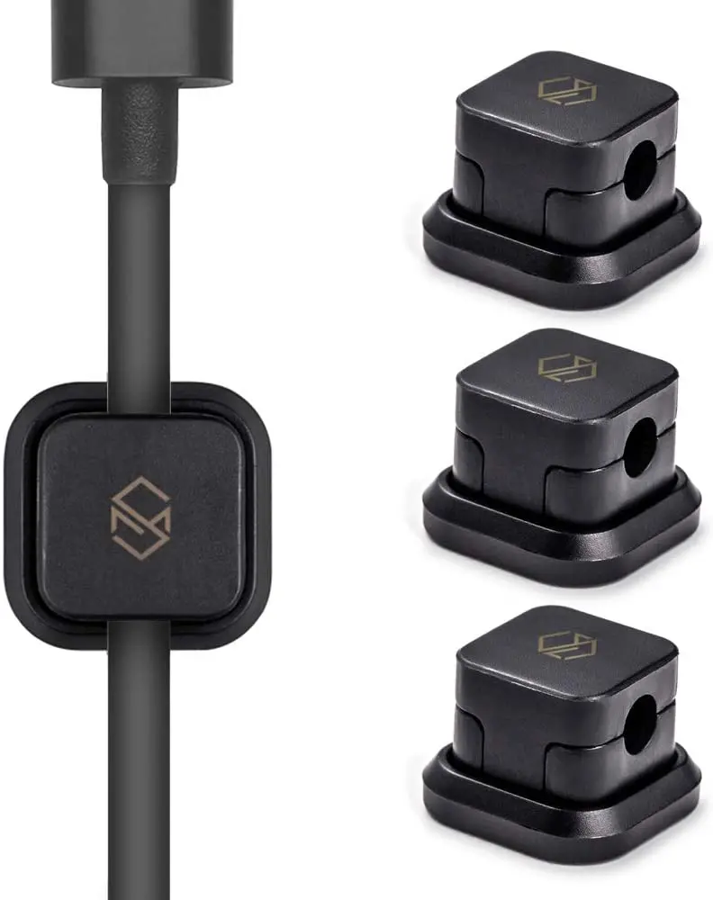 Sinjimoru Magnetic Cable Clips With Adhesive Backing – Black (3-Pack) 1