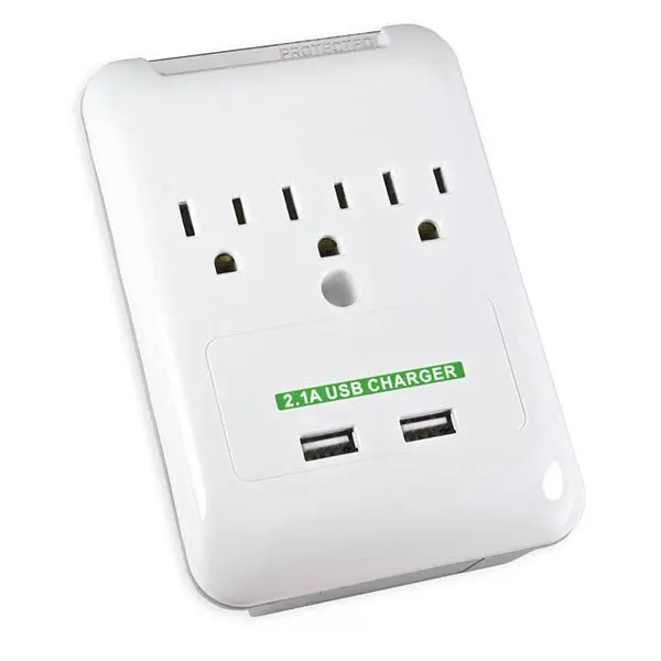 Syba 3-Outlet 2-Port Usb Wall Charger With Surge Protection 1