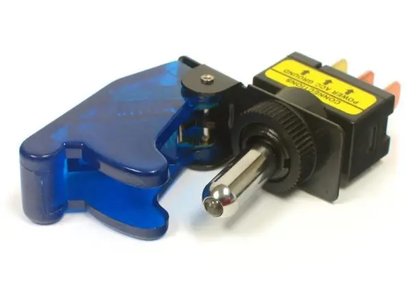 Translucent Blue Military-Style Toggle Switch With Decorative Cover 1