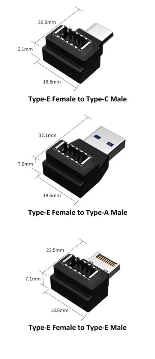 Usb 3.1 Front Panel Type-E Header To Usb-C Connector Adapter 1